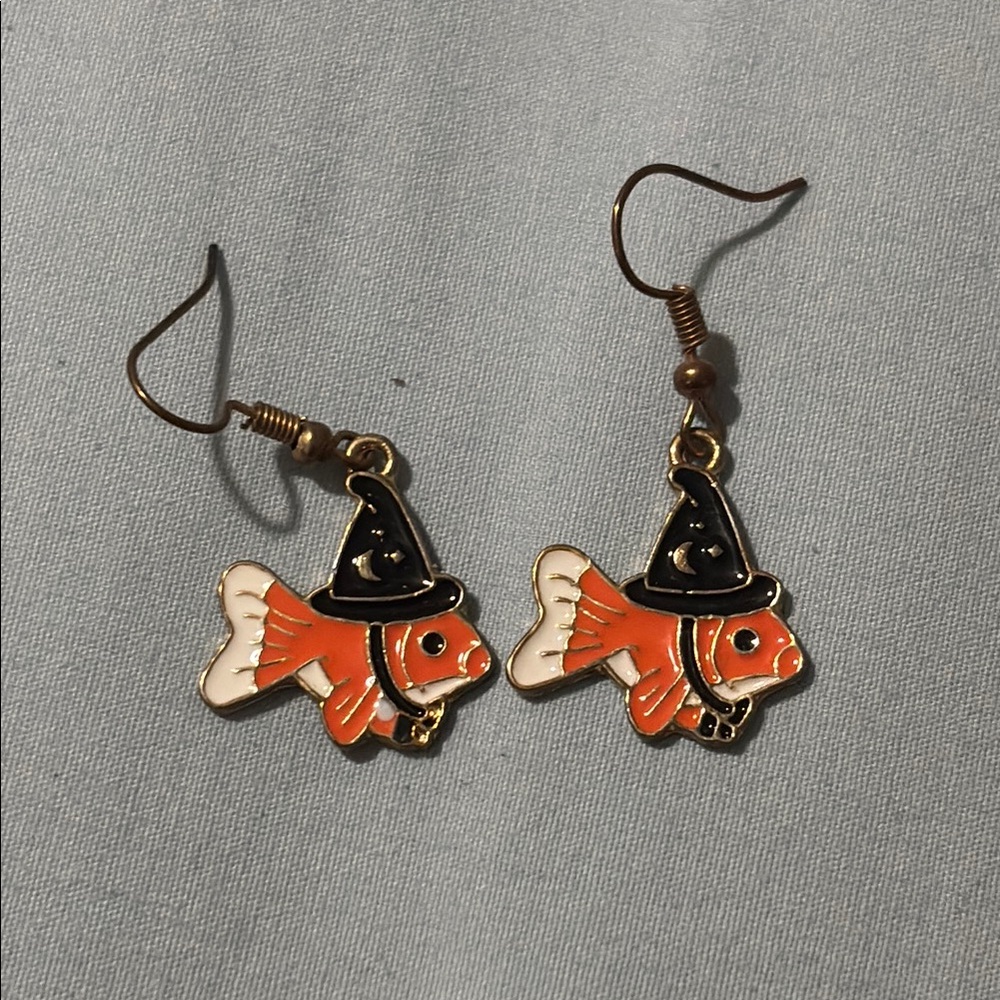 Goldfish Witch Hat Earrings